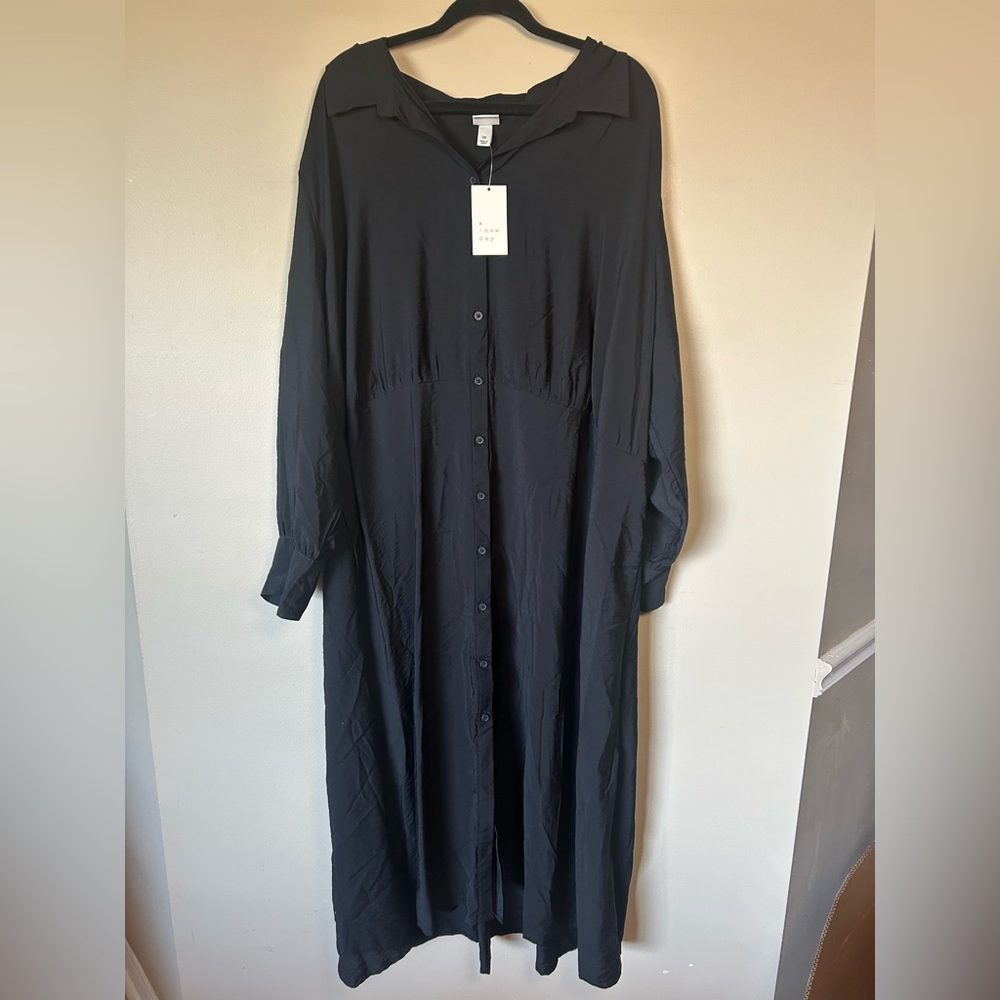 Elegant Black Button-Down Dress